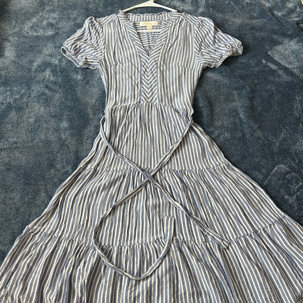 Monteau Blue and White Striped Maxi Dress